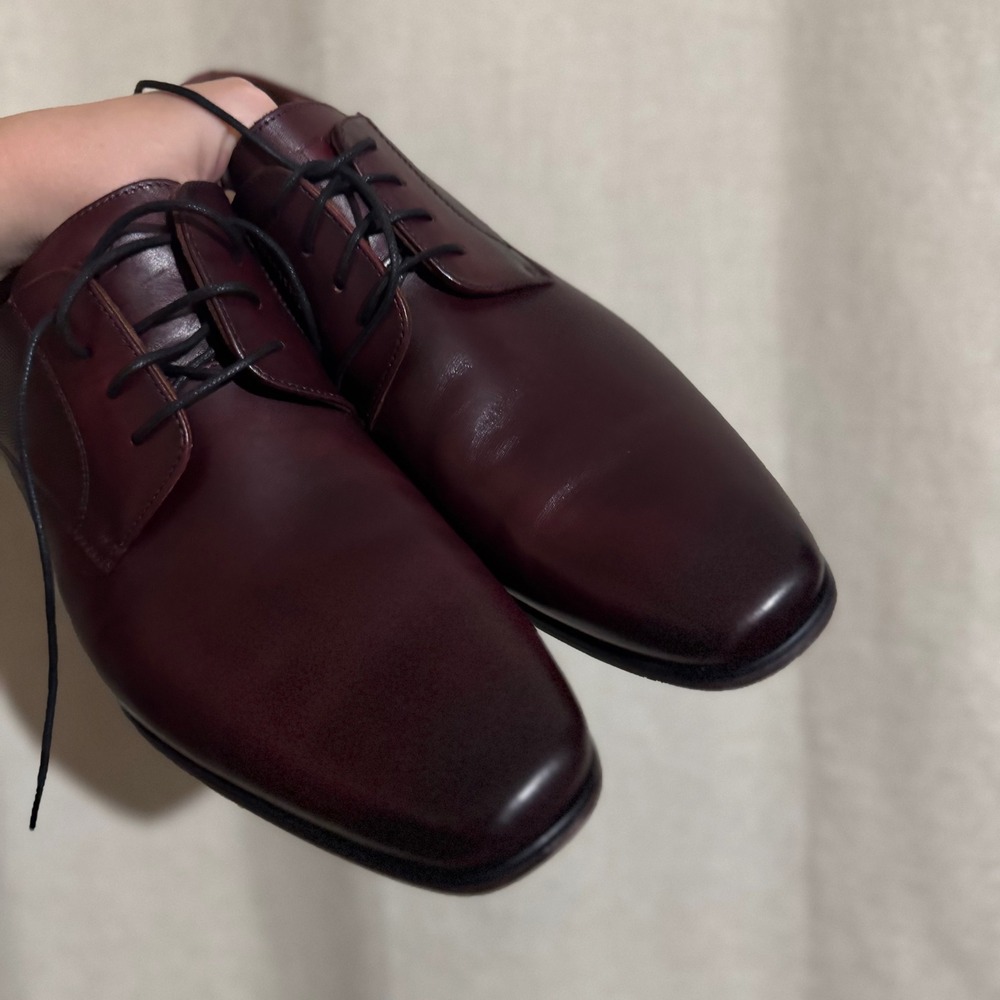 Florsheim Burgundy Leather Oxford Dress Shoes Mens Square Toe Lace Up